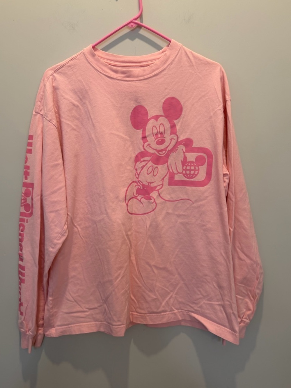 Disney Light Pink Mickey Mouse Long Sleeve Graphic Tee